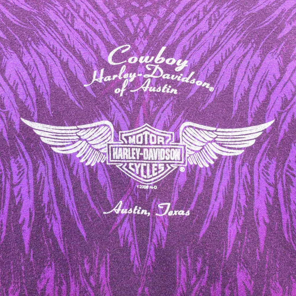 Harley-Davidson Womens Purple Graphic Tank Top Austin Texas Biker Scoop Neck* - Picture 5 of 7